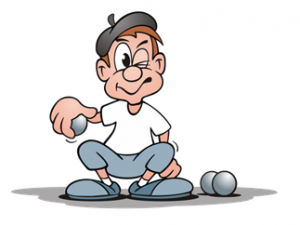 Image avec un homme prêt à lancer sa boule de pétanque