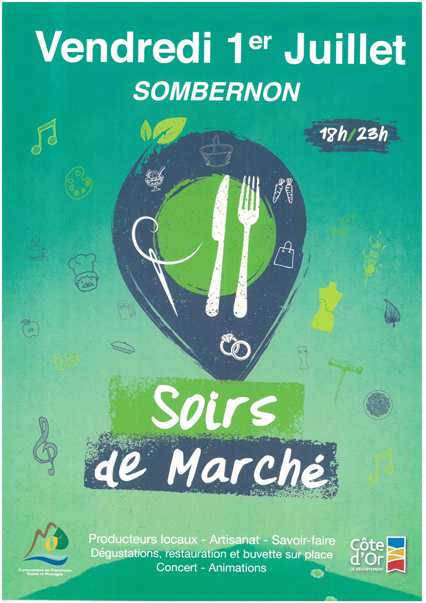 Affiche soirs de marché à Sombernon