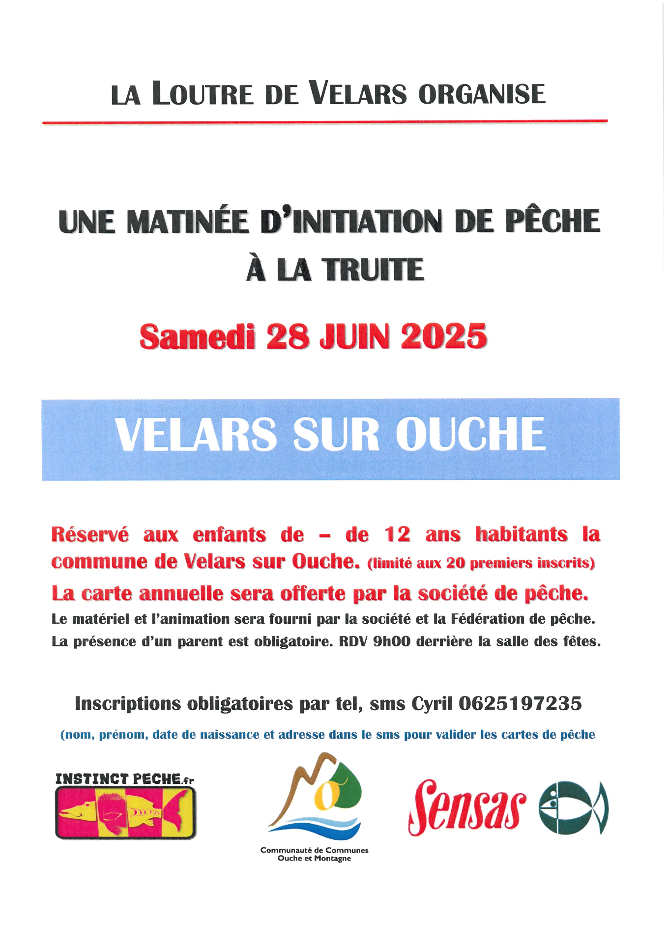 Initiation pêche à la truite réservé pour les enfants de - de 12 ans