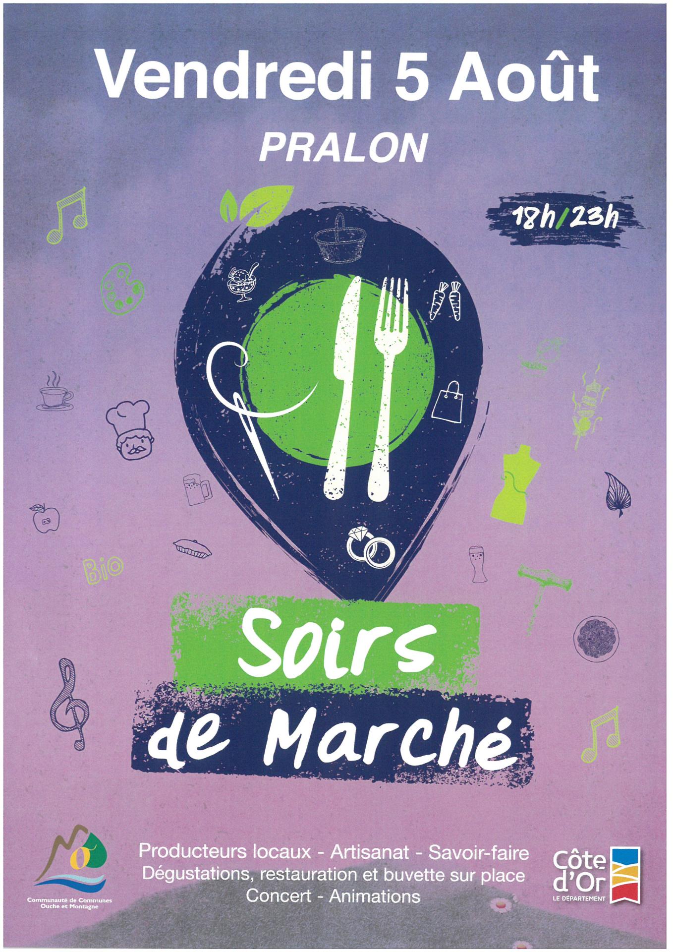 Affiche soirs de marché à Pralon